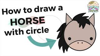 How To Draw Horse With A Circle Easy Drawing Super Simple Drawing うまを描く