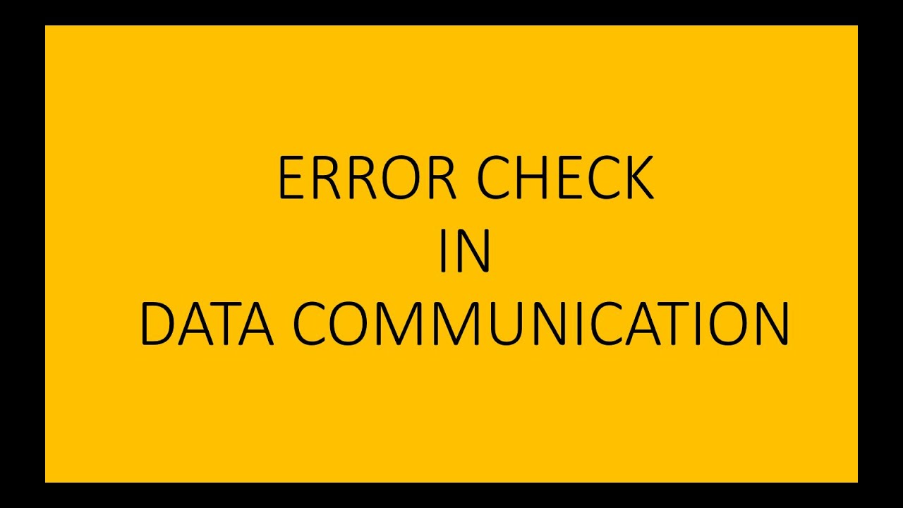 Error check in Data communication with example YouTube