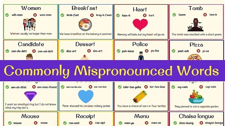 60 Commonly Mispronounced English Words | Pronunciation Mistakes