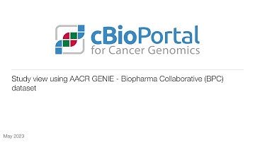 cBioPortal: Study view using AACR GENIE - Biopharma Collaborative (BPC) dataset