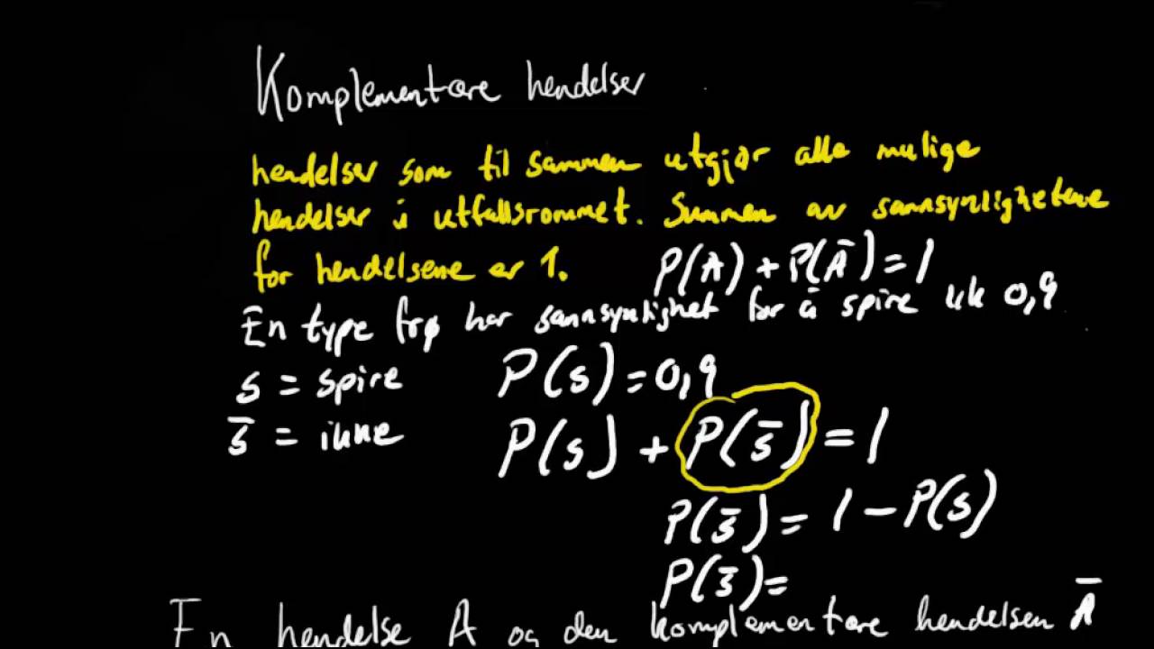 β00303: P(minst en sekser på to kast) - komplementære hendelser