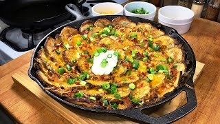 Roasted Spiral Potatoes and Bacon in Cast Iron (4K) | The Potato Flower