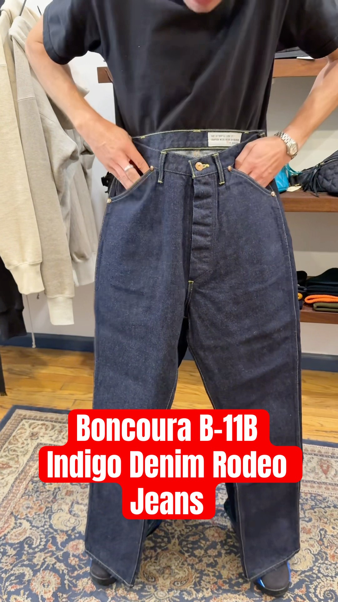 Nick shows off the new Boncoura B-11B Indigo Denim Rodeo Jeans