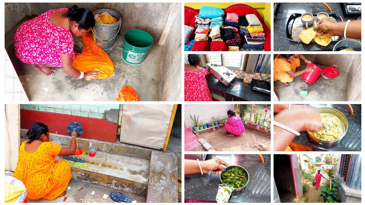 অসোজ যাওয়ার দুদিন আগে 5টায় ওঠে বাসিকাজ+টিফিন+সবজি কেটে রান্না বসিয়ে,কাপড় কাচা+গাছের যত্ন করলাম ✅