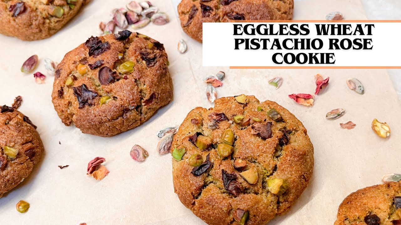 The One- Whole wheat Pistachio Rose Cookies Eggless Recipe