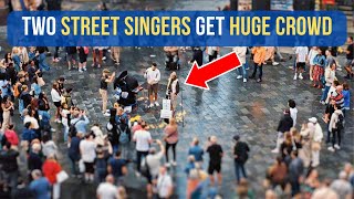 Moments HUGE Crowd Gathers For AMAZING Street Singers | Lady Gaga - Always Remember Us This Way