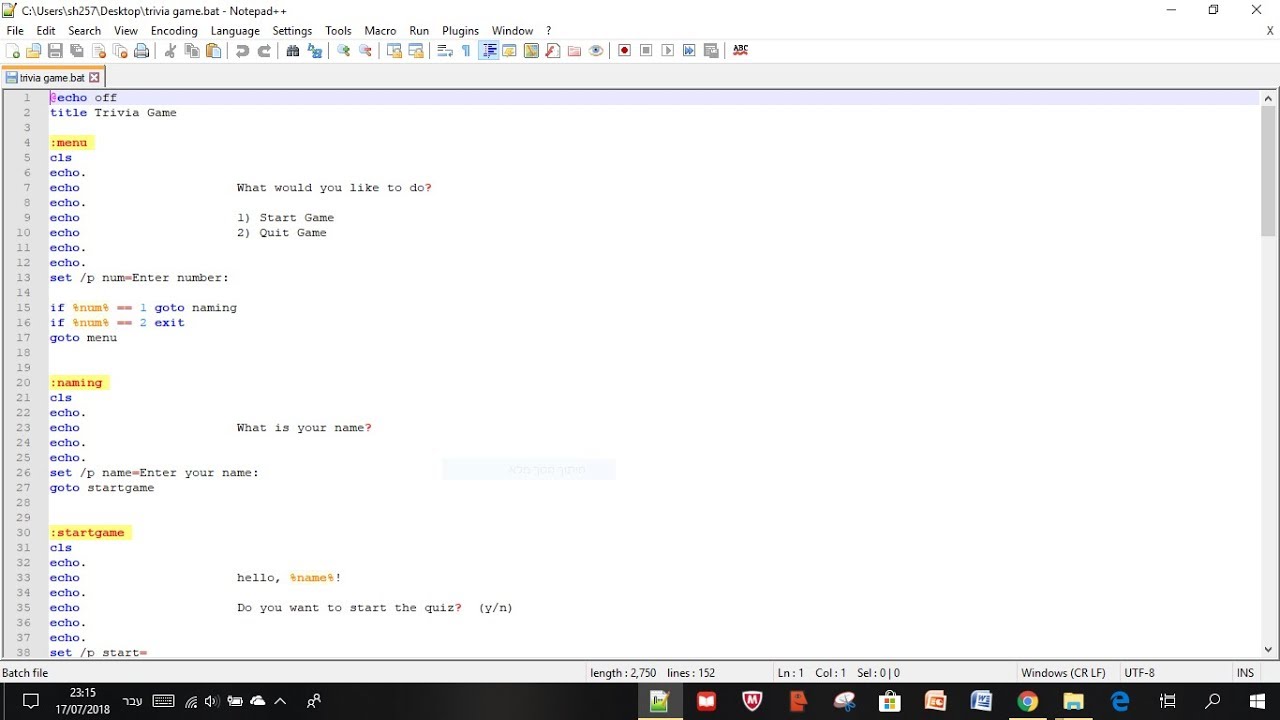 תכנות משחקים ב notepad++ - YouTube