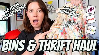 I Hit The MOTHERLODE!  I sourced 50 items at the Thrift and the Bins to resell at Poshmark and Ebay!