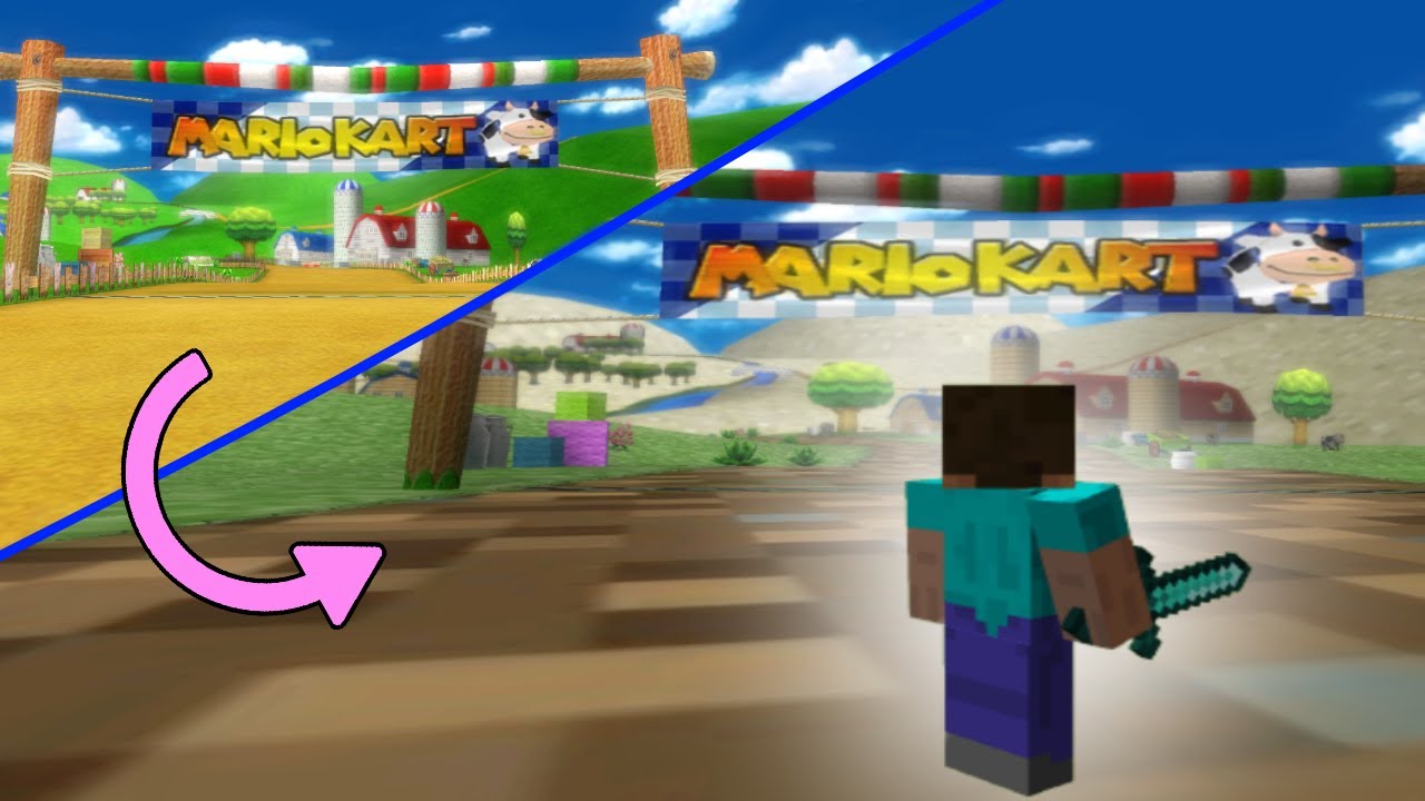 Minecraft but its in Mario Kart Wii - YouTube