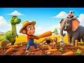 Monkey Farmer Fixes Tractor and Plows Beet Field - Farm Work | Funny Monkey Kids!🐒🌞#3