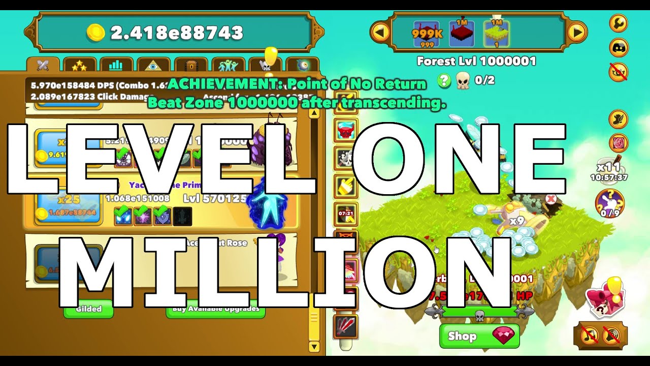 Reaching zone 1 million in Clicker Heroes