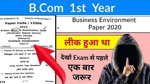 B.Com first Year | Business Environment | Paper 2020 | #MJPRU | Paper Hacker, By suraj raj