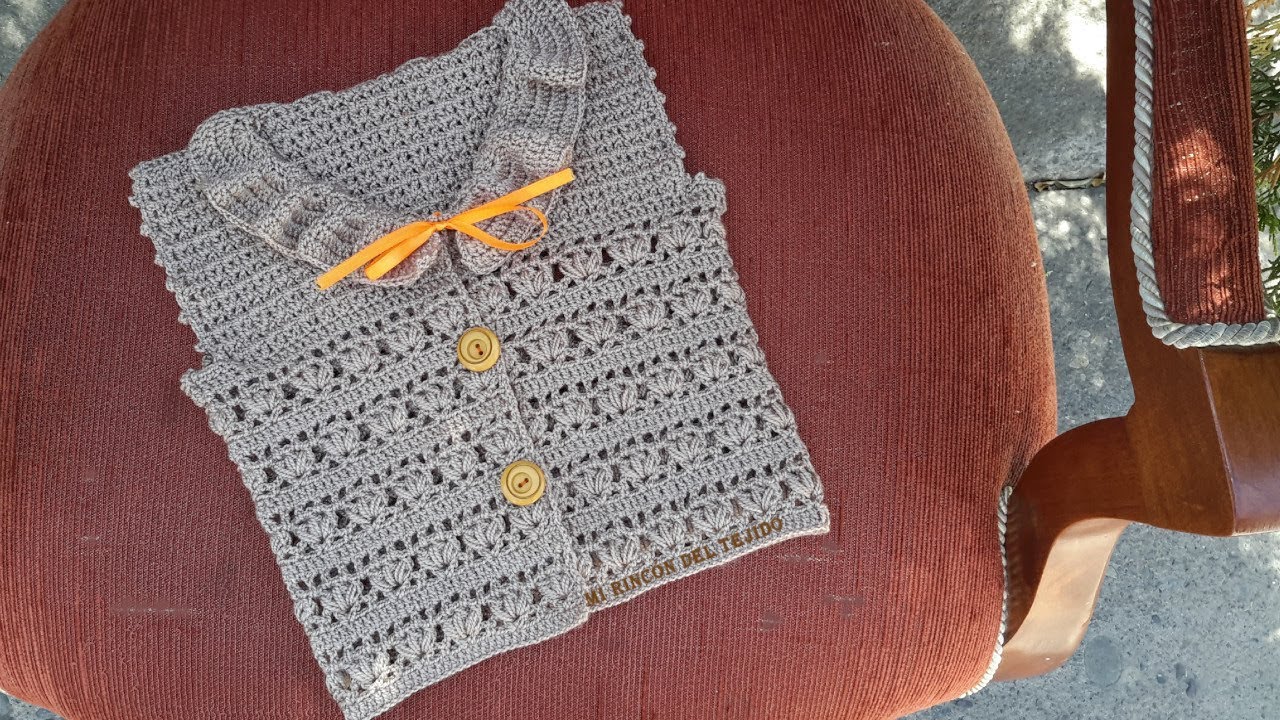 Beautiful and delicate crochet baby vest 3 - 6 months using puff stitch step by step - YouTube