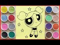 The powerpuff girl so lovely, sand painting cartoon characters, coloring tutorial (ChimXinh channel)