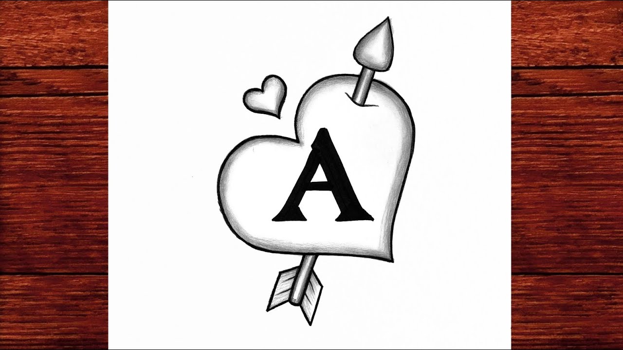 Easy A Name Art | Heart & Arrow Drawing for Beginners (Step by Step)