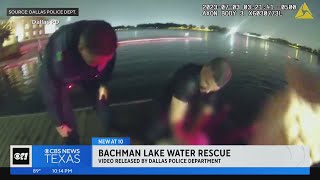 Dallas police officers save woman from car submerged in lake