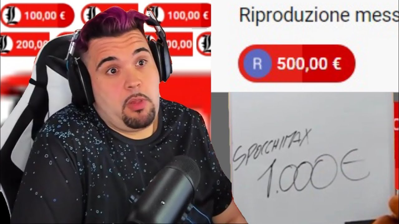 Dona 2000 Euro a Cicciogamer89 Spocchimax fan Pazzo in live