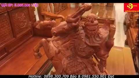 Tượng quan công cưỡi ngựa gỗ hương cao 70 giá rẻ ll Noithatsondong.com