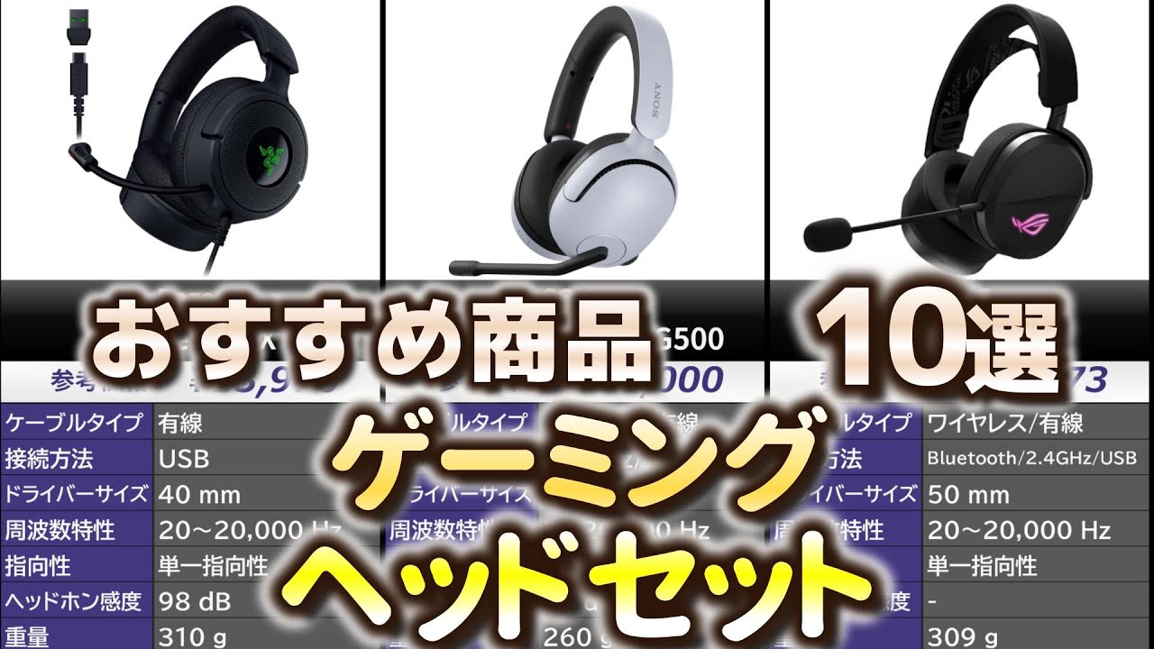 ゲーミングヘッドセット おすすめ10選【2025年】 - YouTube