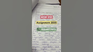 MSW 010 IGNOU Handwritten Assignment 2025 #ignouassignmentfrontpage #ignouassignment #shortsfeed