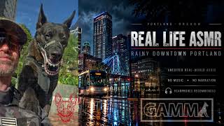 REAL LIFE ASMR 🌧️ Rainy Portland Walk With Working K9 | City Sounds, Trains & Transit | No Talking