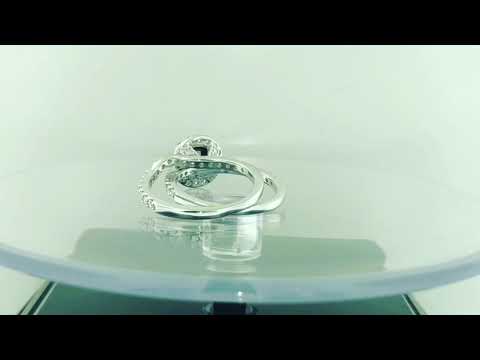 Black Diamond Halo Engagement Ring Sets 14K White Gold 1.88 Carat Unique Certified Handmade