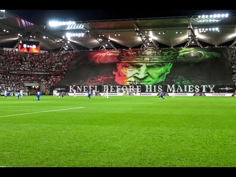 Oprawa kibiców Legii na meczu z Leicester Kneel before his majesty