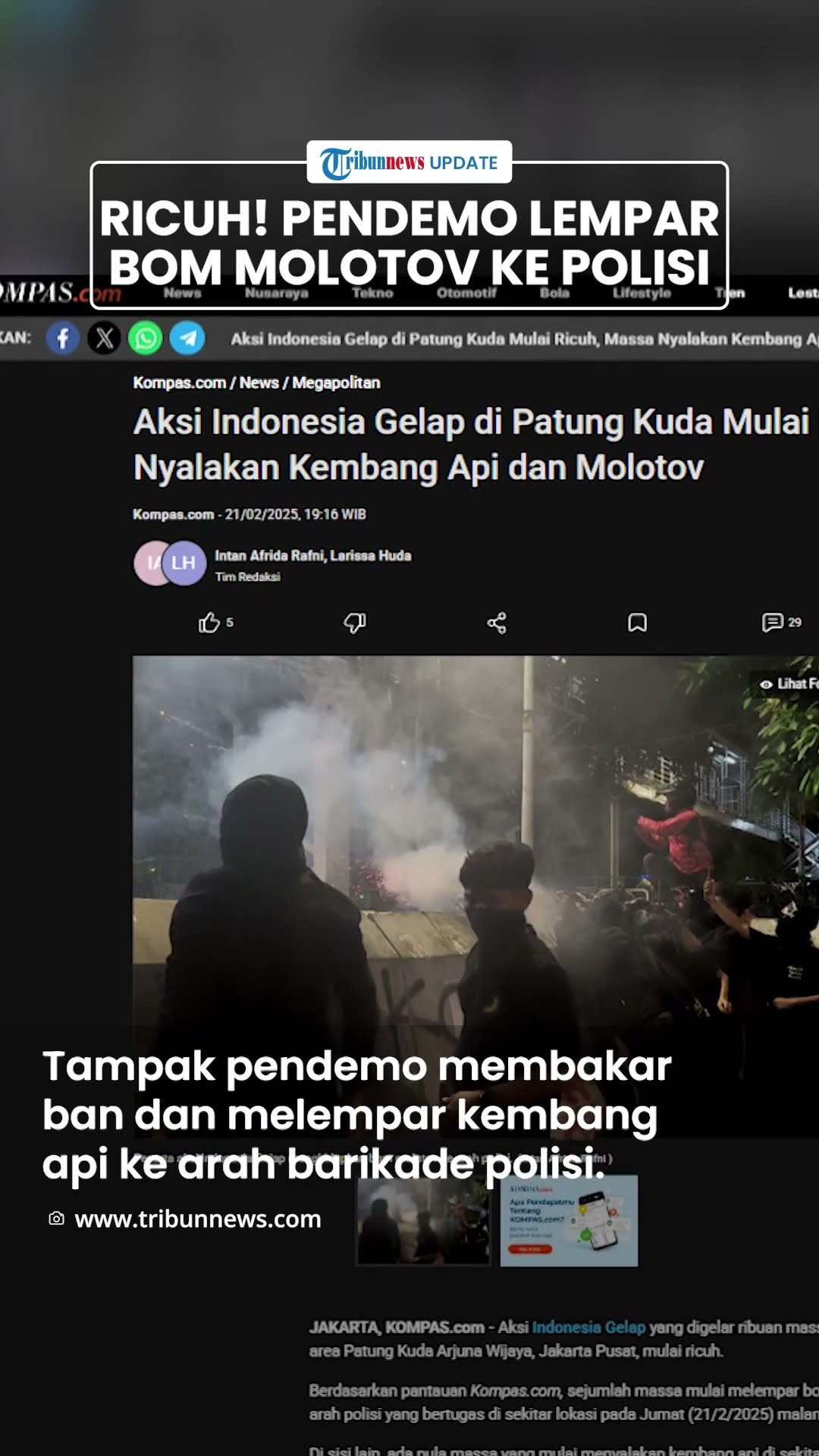 Ricuh! Pendemo 'Indonesia Gelap' di Jakarta Lempar Bom Molotov, Batu hingga Petasan ke Polisi