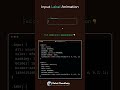 Modern Input Label Hover &amp; Focus Animation #webdevelopment #htmlcss #animation