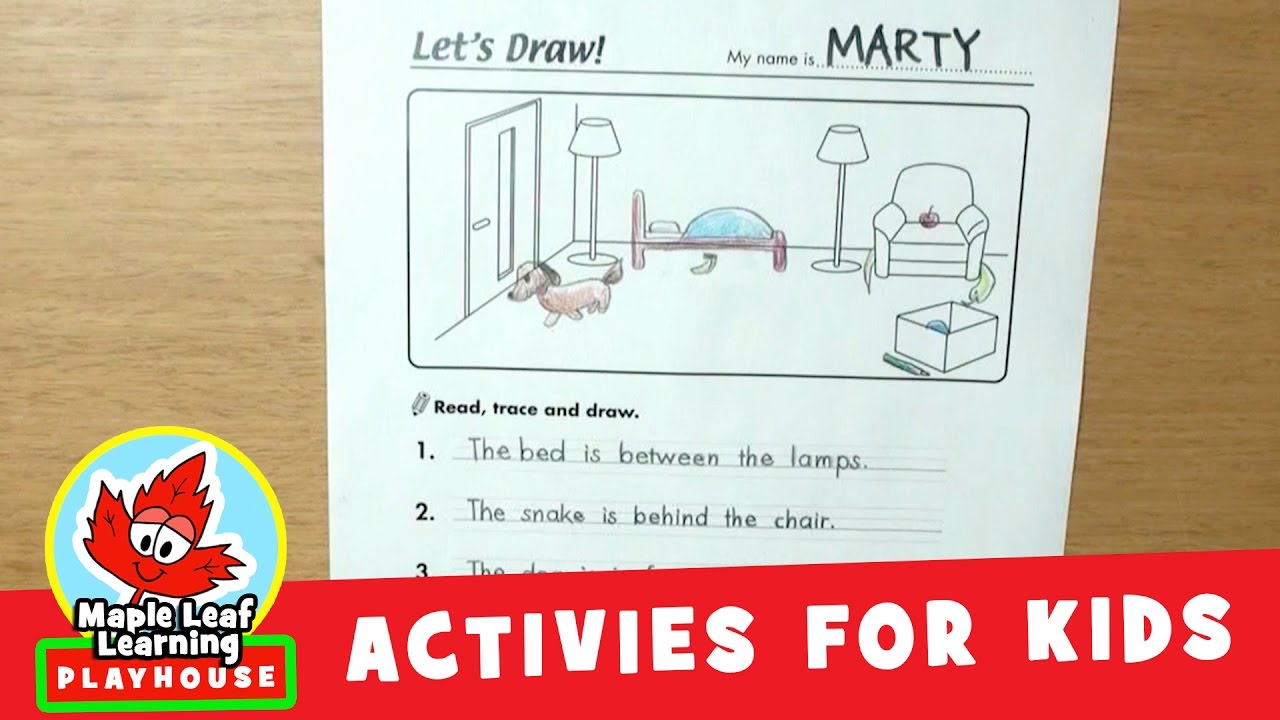 Let S Draw Prepositions Activity Maple Leaf Learning Playhouse Youtube