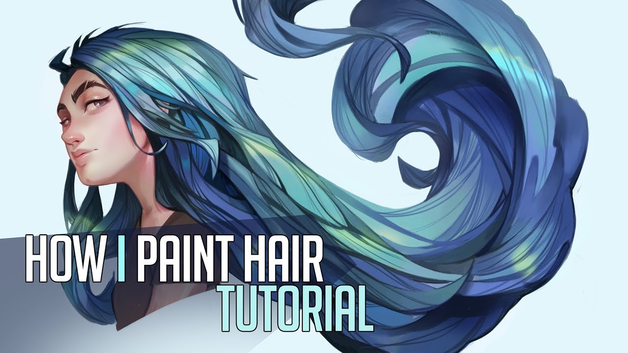 Digital Painting Tutorial - How I paint hair - YouTube