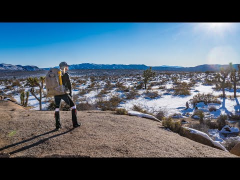 winter-backpacking-joshua-tree-nat'l-park-after-recent-snowfall-|-california-riding-and-hiking-trail