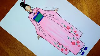 تعلم رسم كيمونو الزي الياباني خطوة بخطوة | رسم ازياء