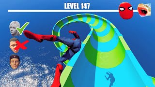 Spiderman & Tracey WATER SLIDE Challenge #1