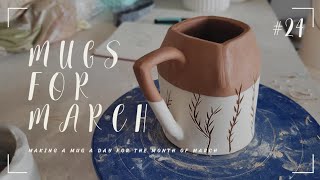 #24 'Mugs for March Challenge'  Incising with slip dipped mug