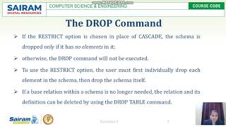 Lecture Video 18CS53 DBMS Module 3  Schema Change Statements in SQL Kalamani P