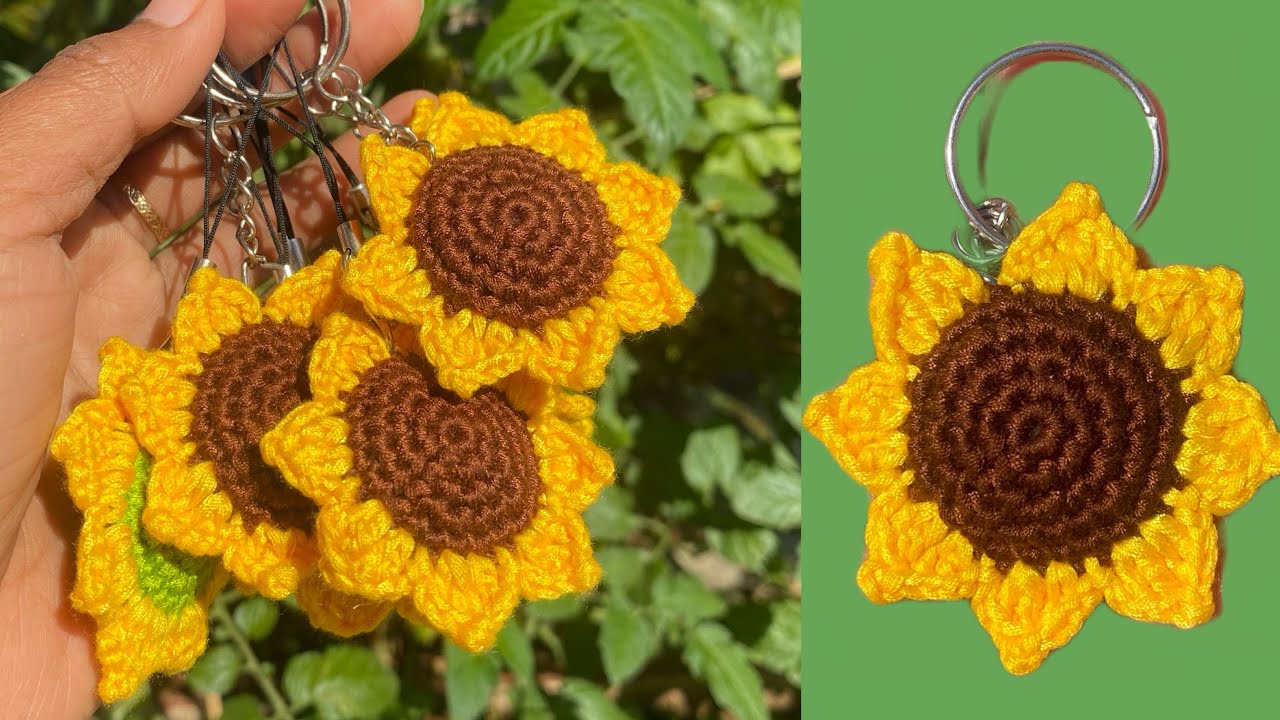Sunflower Keychain(နေကြာပန်း သောချိတ်ထိုးနည်း)