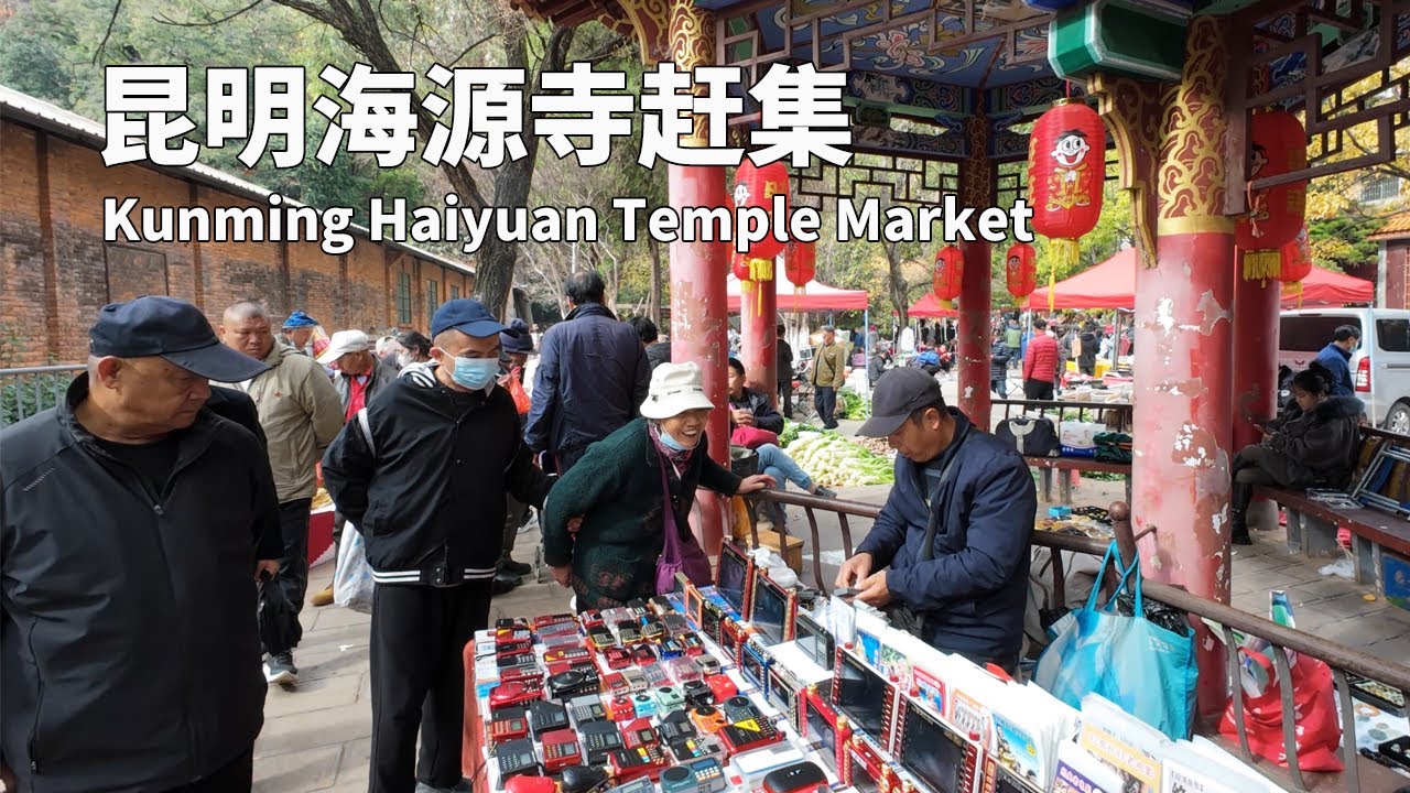 海源寺赶集 隱秘在雲南昆明城市中的鄉街子 小吃美食旅遊 小鍋米線 豆面湯圓 古玩古錢 官渡粑粑 折耳根 燒豆腐 Kunming market