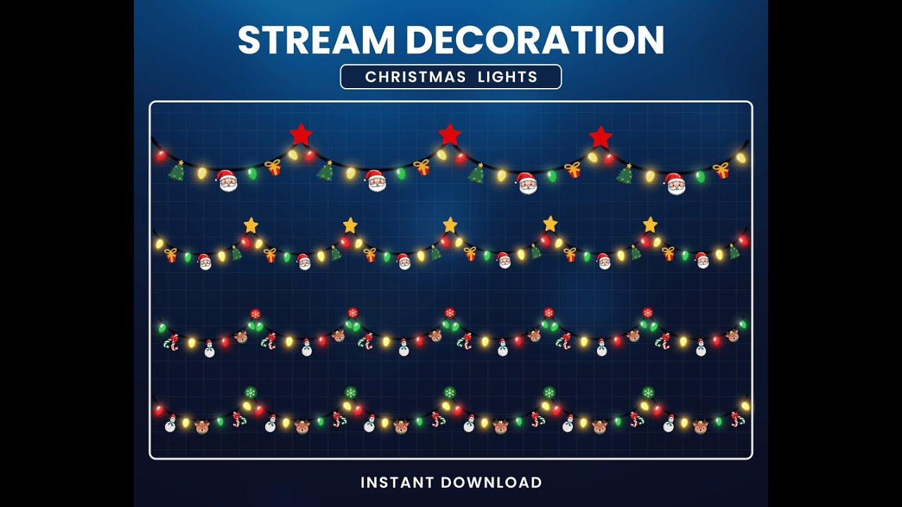 Christmas Garland Stream Overlay for Twitch – Animated & Neon Holiday Design