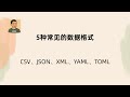 5种常见的数据格式(简单介绍):CSV、JSON、XML、YAML、TOML