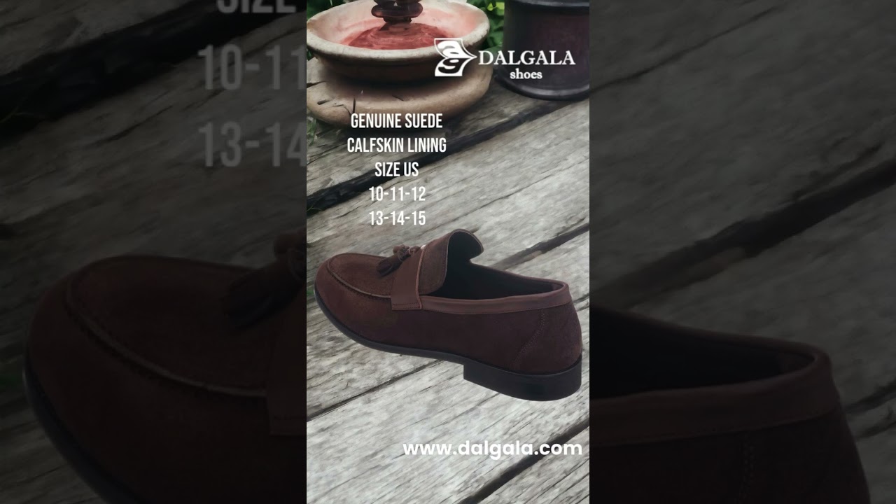 Brown Suede Calfskin Lining Handmade King Size Men's Tassel Loafer Shoes