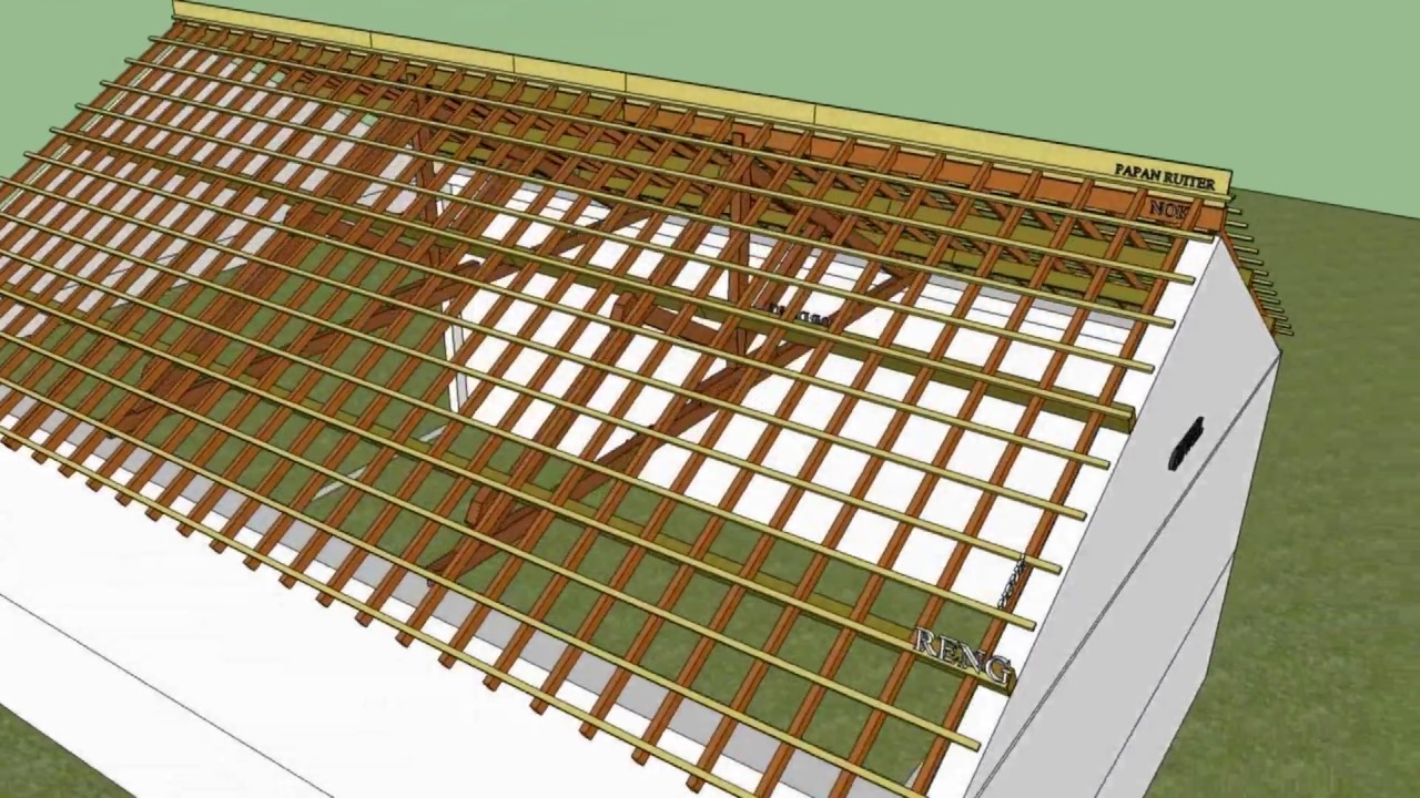 Animasi 3D Atap  Komponen Struktur  rangka atap  Kuda kuda 