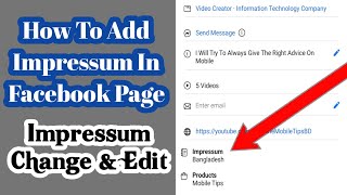 How To Add Impressum In Facebook Page | How To Edit Impressum On Facebook Page | 2024