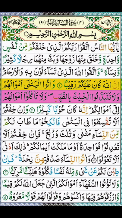 Surah An Nisa Ayat No. 4:1 to 4:5 Recitation #quran #recitationofquran #ayat