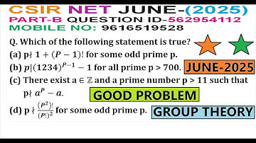 GROUP THEORY | CSIR NET JUNE 2025 | PART B | QUESTION ID 562954112 | SOLUTION |