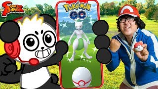 RYAN'S DADDY CHALLENGES COMBO PANDA TO POKEMON GO IN REAL LIFE! Who can catch SHINY MEWTWO first? screenshot 4