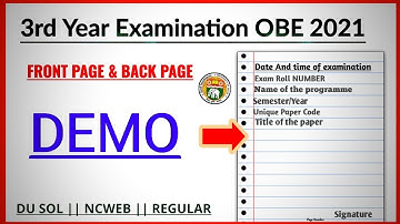 DU: Third year examination OBE 2021 | First Sheet Demo | SOL | NCWEB | REGULAR