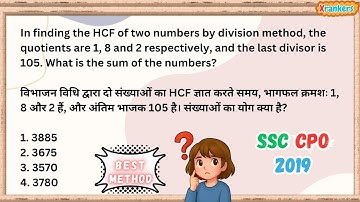 In finding the HCF of two numbers by division method, the quotients are 1, 8 and 2 respectively, and