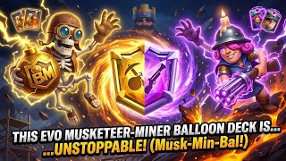 EVO MUSKETEER MINER HERO BALLOON DECK! 💣 (Unstoppable Arena Strategy)