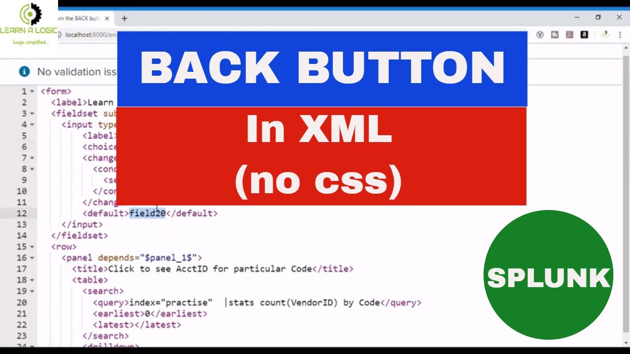 How to create back button in xml splunk without css YouTube